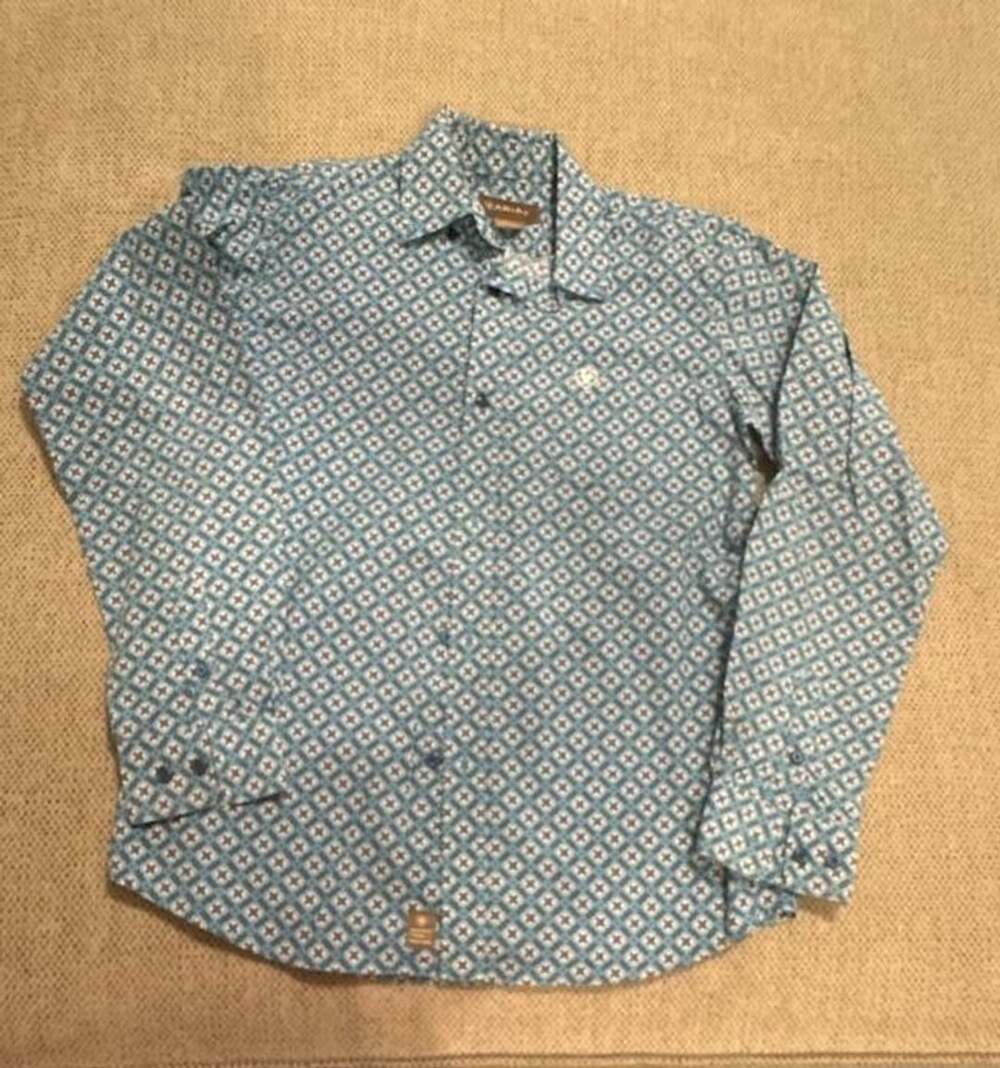 Ariat Boys Long Sleeve Button-Down Western Shirt Geometric Print